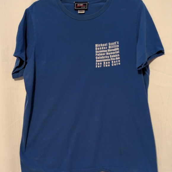 Pacifica Blue and White Short Sleeve Tee Fun Tin Race For The Cure Mens Medium - Picture 3 of 5